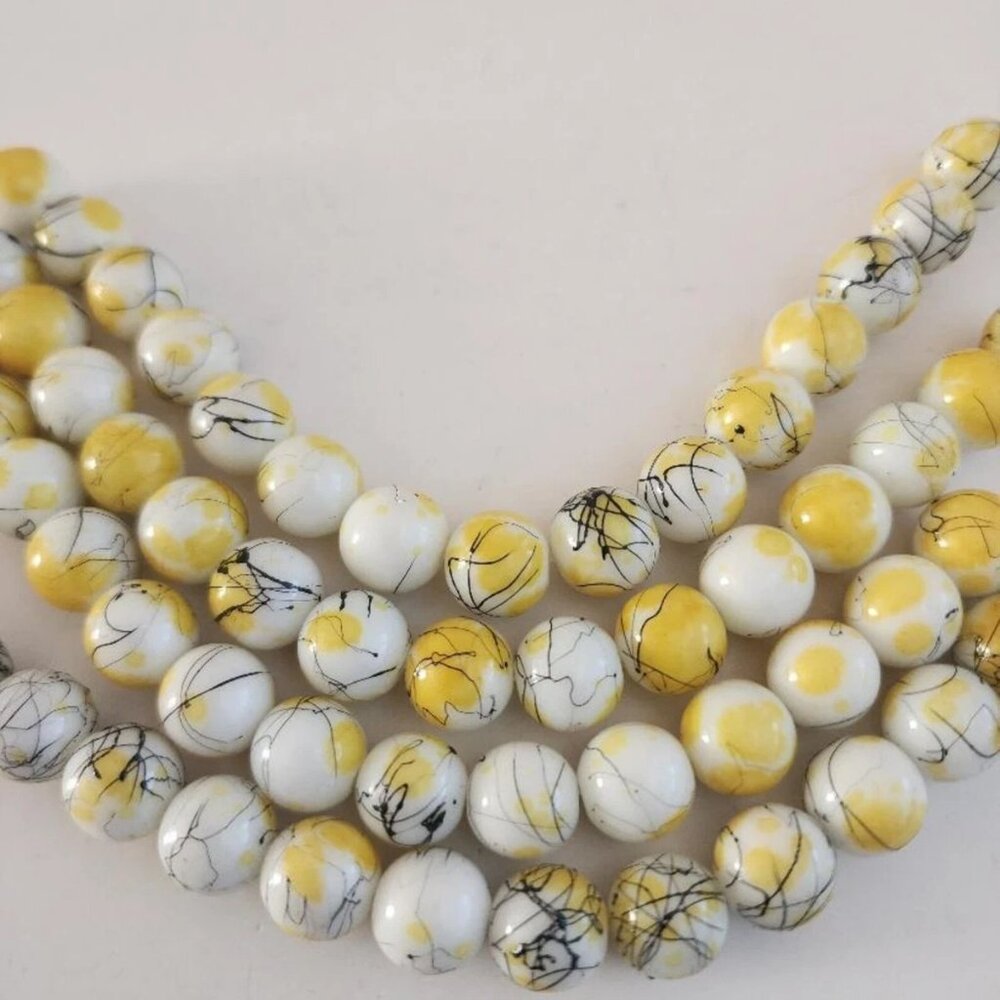 Splatter Coated Glass Bead Strands 10mm Beads, Jewelry Making, Destash